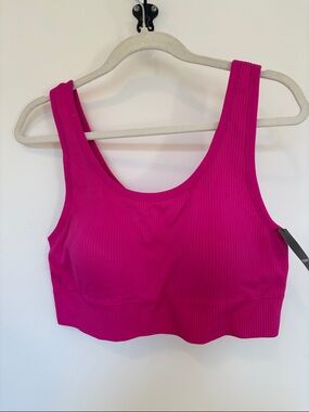 Torrid Hot Pink Ribbed Seamless Sports Bra – Stretchy Scoop Neck